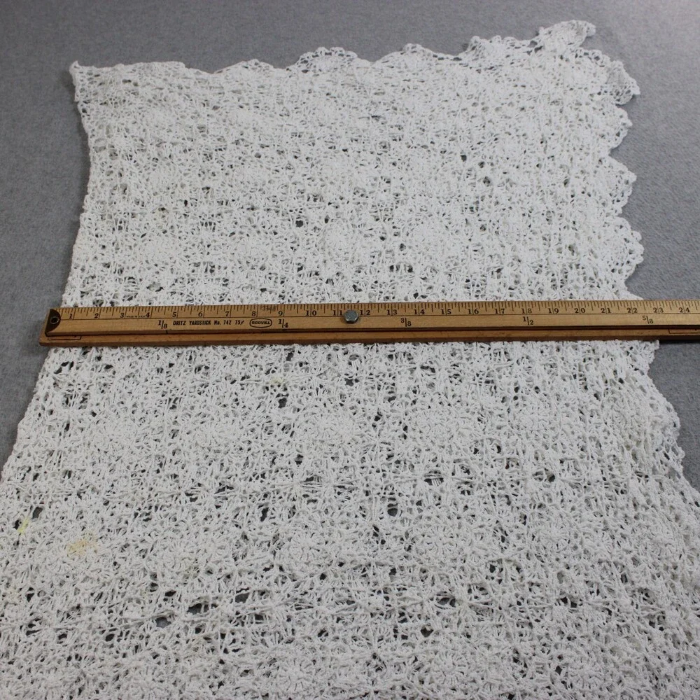 Vintage Handmade Tablecloth 68x45 Large Crochet Lace Scallop Edge Cottage READ